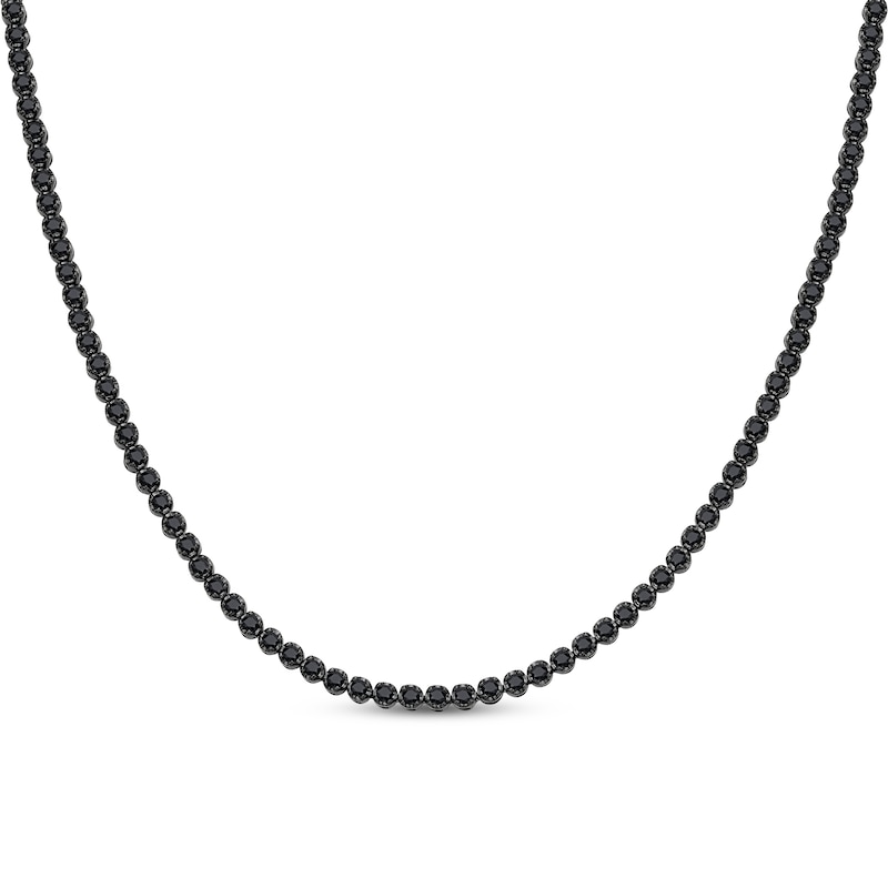 Main Image 1 of Men's Black Diamond Tennis Necklace 10 ct tw Sterling Silver 20&quot;