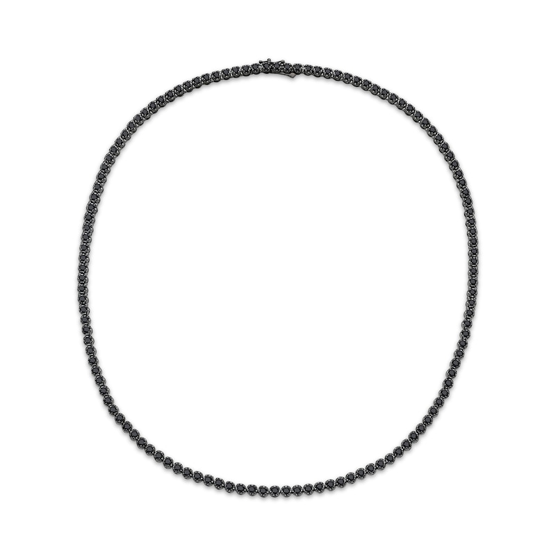 Main Image 2 of Men's Black Diamond Tennis Necklace 10 ct tw Sterling Silver 20&quot;