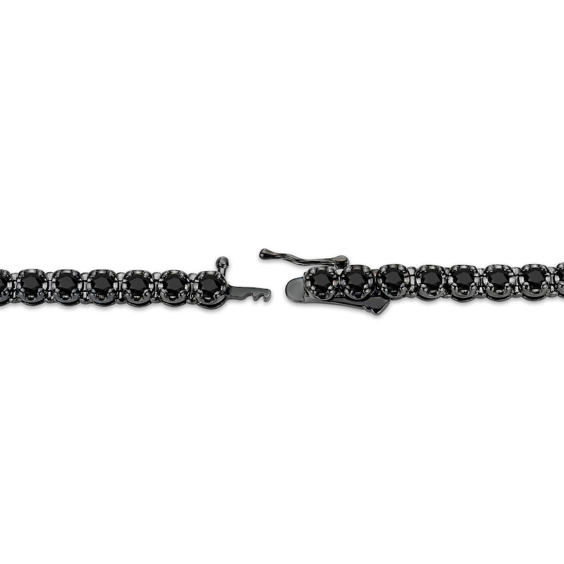 Main Image 3 of Men's Black Diamond Tennis Necklace 10 ct tw Sterling Silver 20&quot;