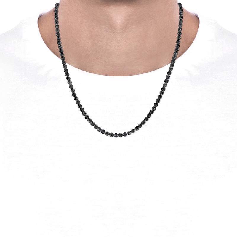 Main Image 4 of Men's Black Diamond Tennis Necklace 10 ct tw Sterling Silver 20&quot;