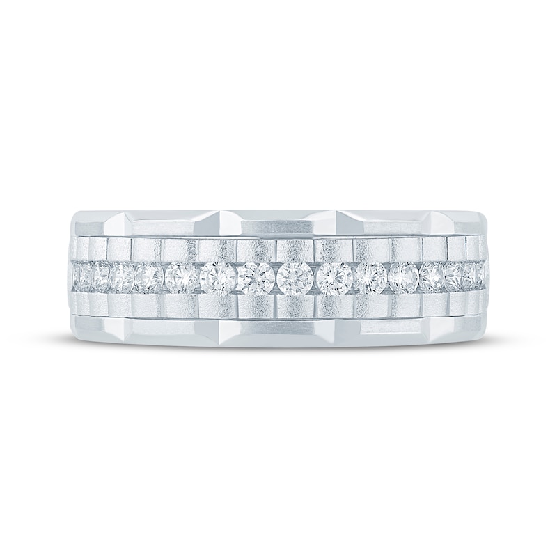 Main Image 3 of Now + Forever Men's Diamond Textured Wedding Band 1/2 ct tw 10K White Gold