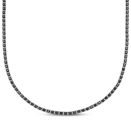 Men's Black & White Diamond Line Necklace 8 ct tw Sterling Silver 20"