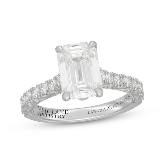 Neil Lane Artistry Heritage Emerald-Cut Lab-Grown Diamond Engagement Ring 3-5/8 ct tw Platinum
