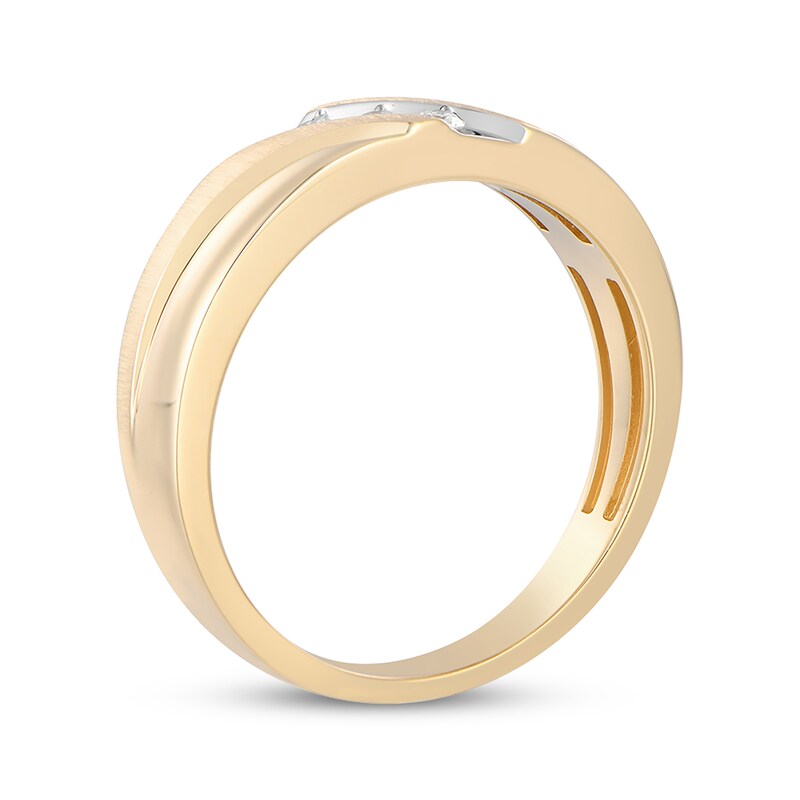 Main Image 2 of Now + Forever Men's Diamond Three-Stone Wedding Band 1/10 ct tw 10K Yellow Gold