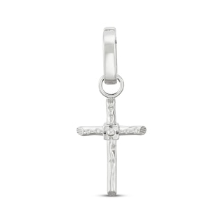 Charmed Memories Wood-Textured Cross Charm Sterling Silver