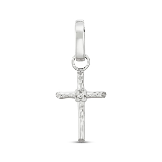 Charmed Memories Wood-Textured Cross Charm Sterling Silver
