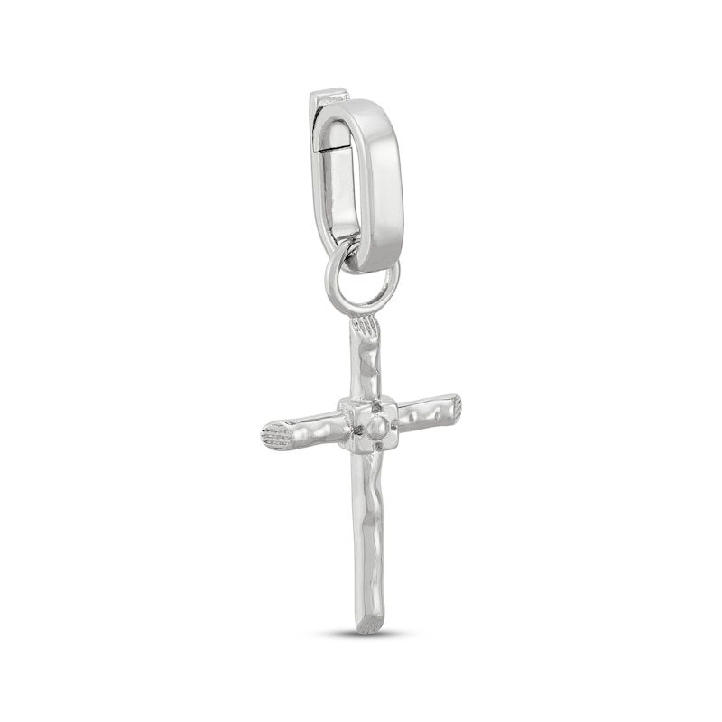 Main Image 2 of Charmed Memories Wood-Textured Cross Charm Sterling Silver
