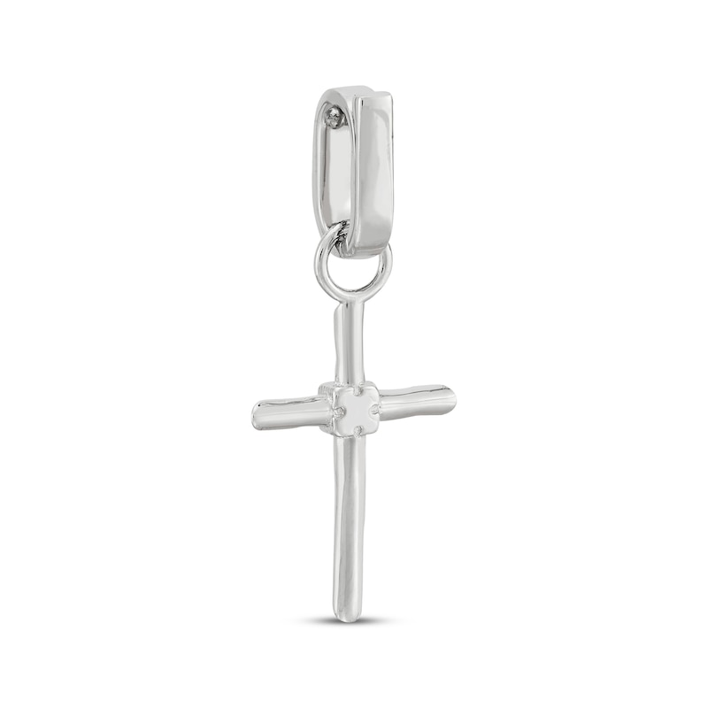 Main Image 4 of Charmed Memories Wood-Textured Cross Charm Sterling Silver