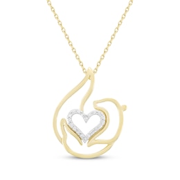 Diamond Otter Heart Necklace 1/10 ct tw 10K Yellow Gold 18"