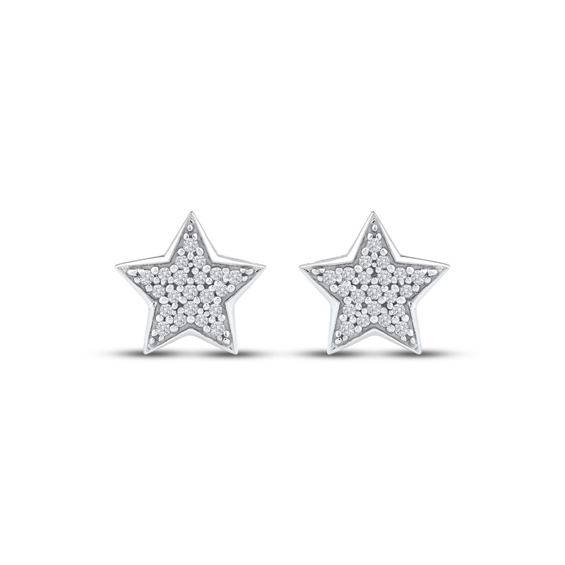 Main Image 2 of Multi-Diamond Pavé Star Stud Earrings 1/6 ct tw 10K White Gold