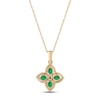 Thumbnail Image 3 of Emerald Flower Necklace 1/6 ct tw Diamonds 10K Yellow Gold 18&quot;