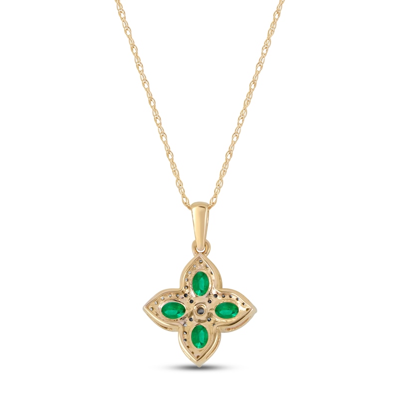Main Image 3 of Emerald Flower Necklace 1/6 ct tw Diamonds 10K Yellow Gold 18&quot;