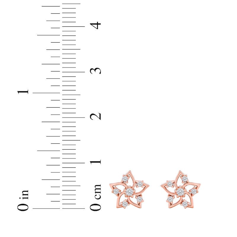 Main Image 5 of Diamond Flower Stud Earrings 1/10 ct tw 10K Rose Gold