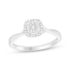 Thumbnail Image 1 of Multi-Diamond Cushion-Shaped Halo Promise Ring 1/10 ct tw Sterling Silver
