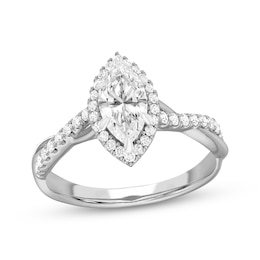 Now + Forever Lab-Grown Diamonds Marquise-Cut Halo Engagement Ring 1-1/4 ct tw 14K White Gold