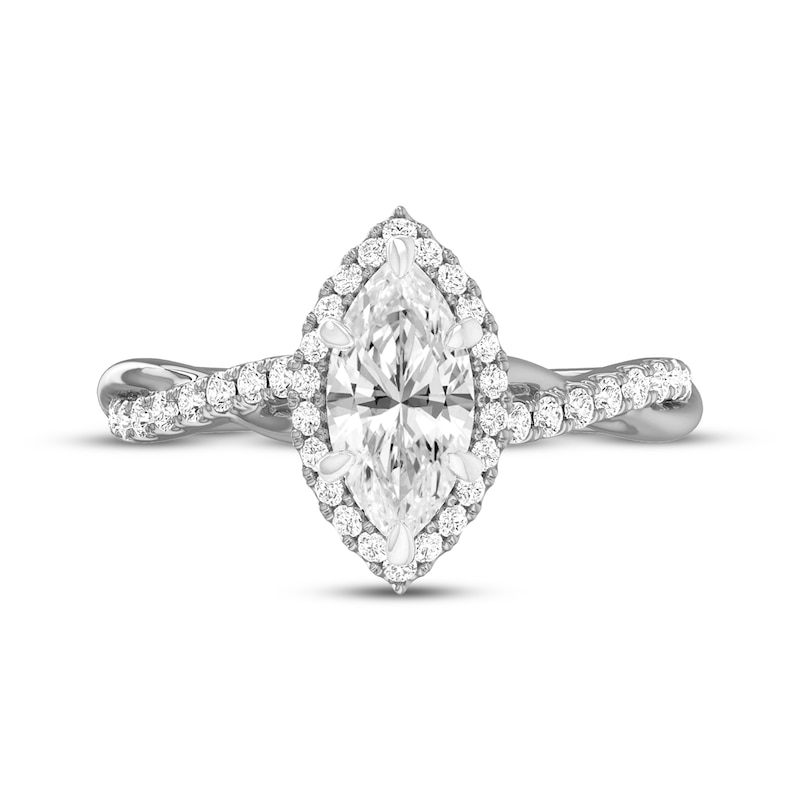 Main Image 3 of Now + Forever Lab-Grown Diamonds Marquise-Cut Halo Engagement Ring 1-1/4 ct tw 14K White Gold