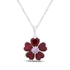 Thumbnail Image 1 of Heart-Shaped Lab-Created Ruby & Pink Lab-Created Sapphire Flower Necklace Sterling Silver 18&quot;
