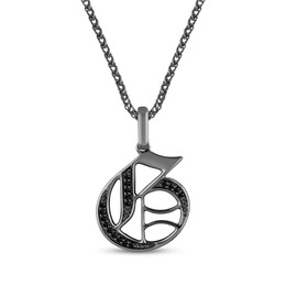 Ink & Ice Men's Black Diamond Initial &quot;G&quot; Necklace 1/8 ct tw Black Rhodium-Plated Sterling Silver 22&quot;