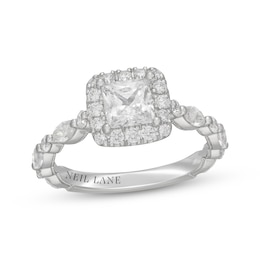 Neil Lane Premiere Princess-Cut Diamond Halo Engagement Ring 1-7/8 ct tw 14K White Gold
