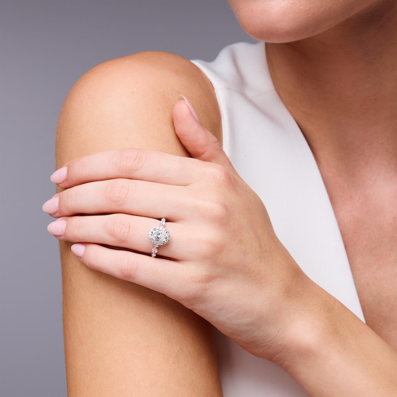 Main Image 4 of Neil Lane Premiere Oval-Cut Diamond Halo Engagement Ring 2-3/8 ct tw 14K White Gold