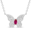 Thumbnail Image 1 of Marquise-Cut Lab-Created Ruby & White Lab-Created Sapphire Butterfly Necklace Sterling Silver 17.5&quot;