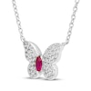 Thumbnail Image 2 of Marquise-Cut Lab-Created Ruby & White Lab-Created Sapphire Butterfly Necklace Sterling Silver 17.5&quot;