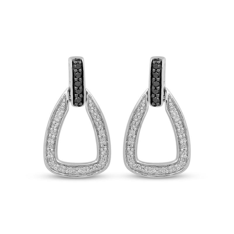 Main Image 2 of Black & White Diamond Doorknocker Earrings 1/4 ct tw Sterling Silver