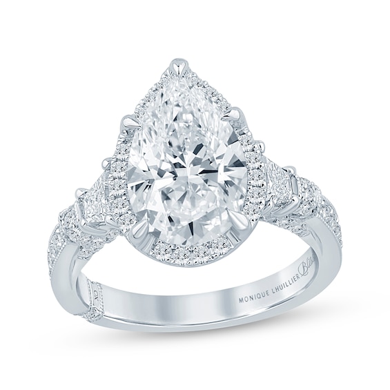 Monique Lhuillier Bliss Pear-Shaped Lab-Grown Diamond Halo Engagement Ring 4 ct tw 18K White Gold