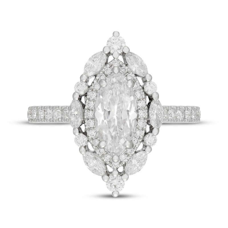 Main Image 3 of Neil Lane Artistry Marquise-Cut Lab-Grown Diamond Double Halo Engagement Ring 2 ct tw 14K White Gold