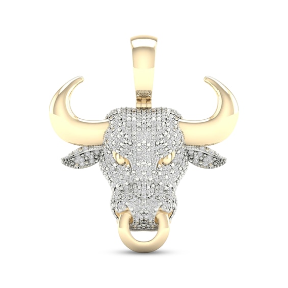 Men's Diamond Bull with Ring Charm 1/2 ct tw 10K Yellow Gold