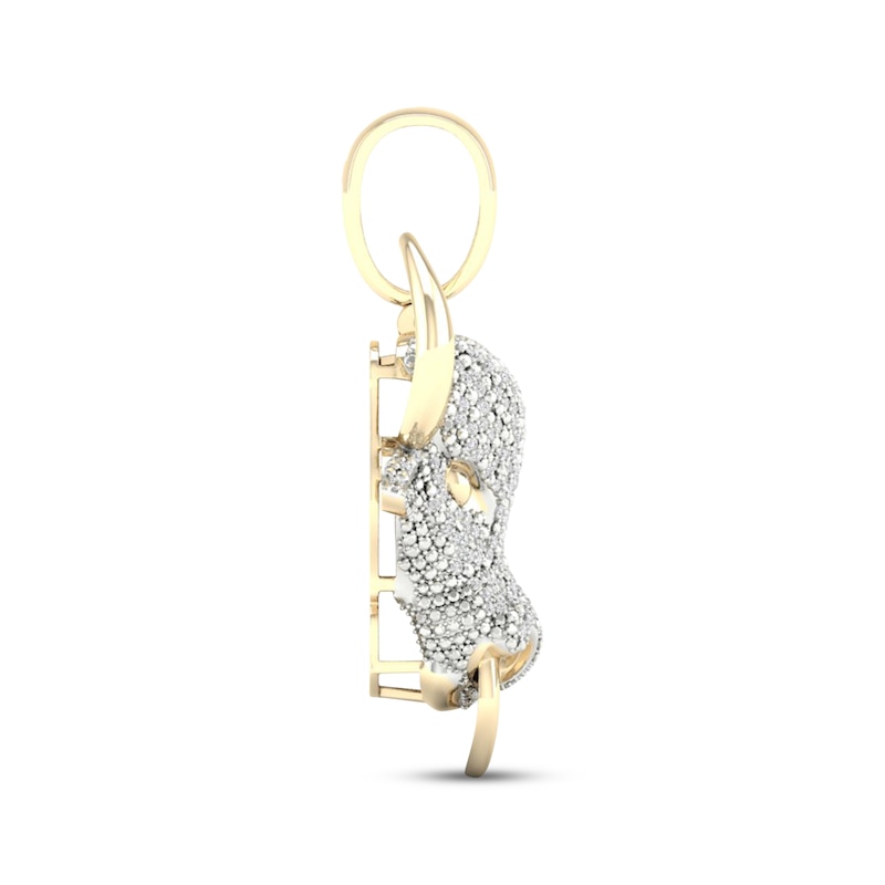 Main Image 3 of Men's Diamond Bull with Ring Charm 1/2 ct tw 10K Yellow Gold
