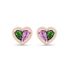 Thumbnail Image 1 of Wicked Pear-Shaped Pink Lab-Created Sapphire & Chrome Diopside Heart Stud Earrings Sterling Silver & 10K Rose Gold