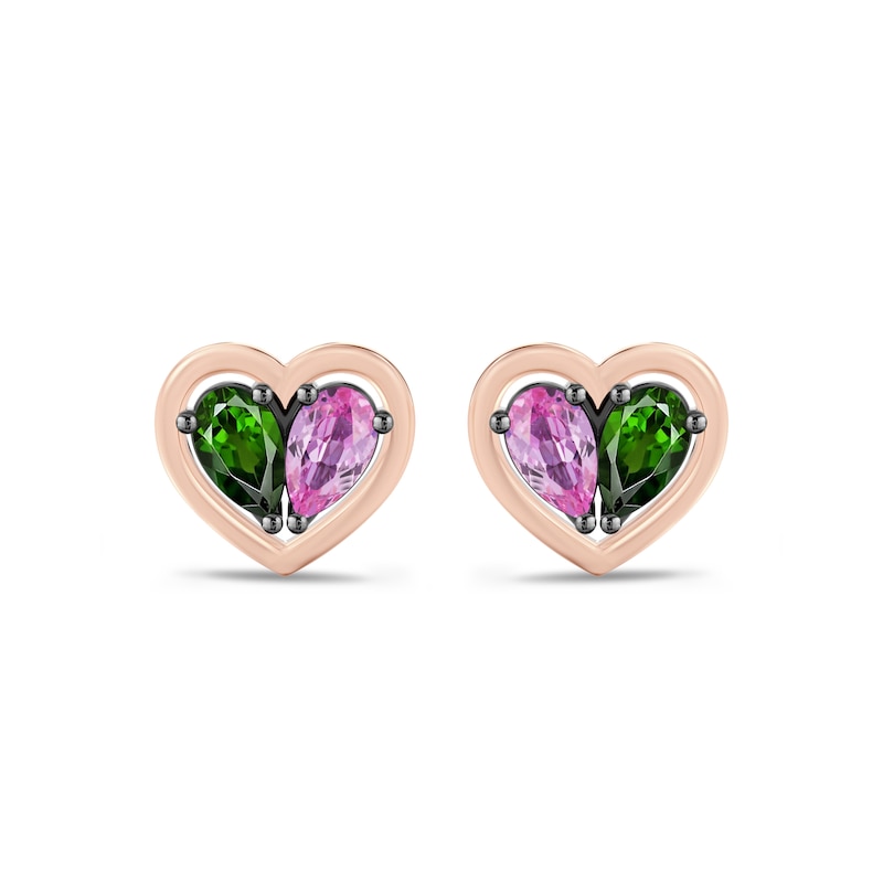 Sterling Silver Genuine Pink Sapphire and Rose Gold Heart Pendant Sterling Silver Genuine Pink Sapphire and Rose Gold Heart Pendant
