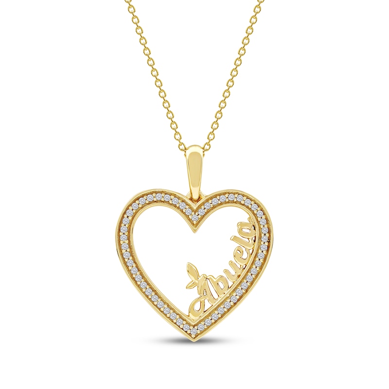 Main Image 1 of Diamond &quot;Abuela&quot; Heart Necklace 1/6 ct tw 10K Yellow Gold 18&quot;