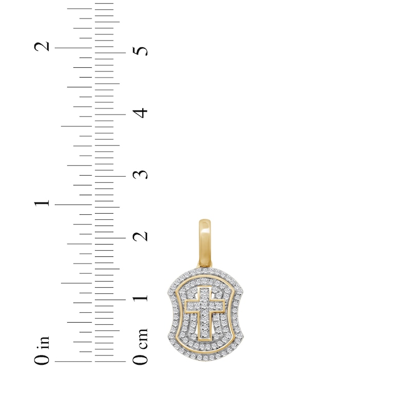 Main Image 3 of Men's Diamond Cross & Shield Charm 1/4 ct tw 10K Yellow Gold