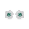 Thumbnail Image 2 of Lab-Created Emerald & White Lab-Created Sapphire Flower Stud Earrings Sterling Silver