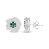 Thumbnail Image 3 of Lab-Created Emerald & White Lab-Created Sapphire Flower Stud Earrings Sterling Silver