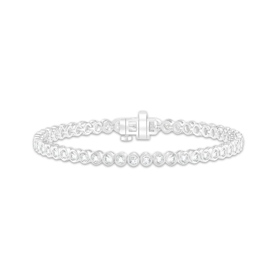 Lab-Grown Diamond Bezel-Set Tennis Bracelet 3 ct tw 14K White Gold 7"