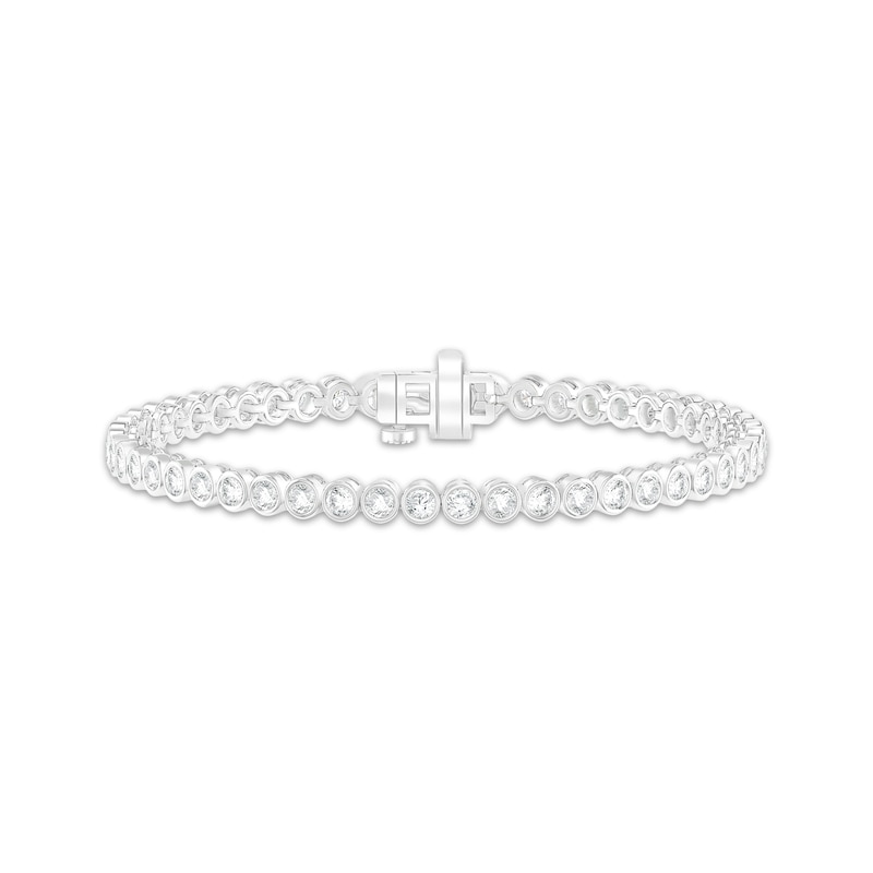Main Image 1 of Lab-Grown Diamond Bezel-Set Tennis Bracelet 3 ct tw 14K White Gold 7"