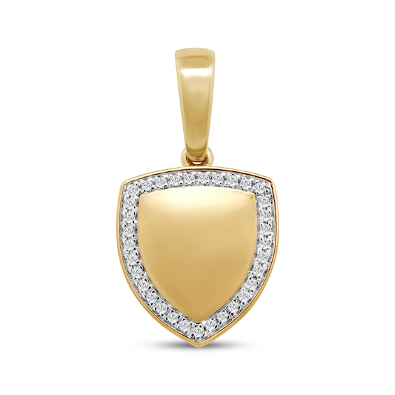 Men's Diamond Shield Charm 1/6 ct tw 10K Yellow Gold