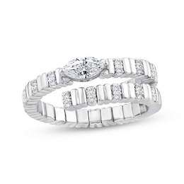 Marquise-Cut Lab-Grown Diamond Flex Wrap Ring 1/2 ct tw 10K White Gold