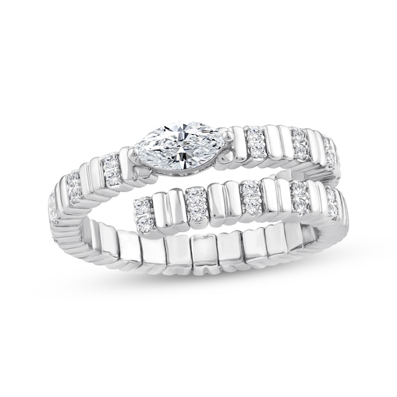 Marquise-Cut Lab-Grown Diamond Flex Wrap Ring 1/2 ct tw 10K White Gold