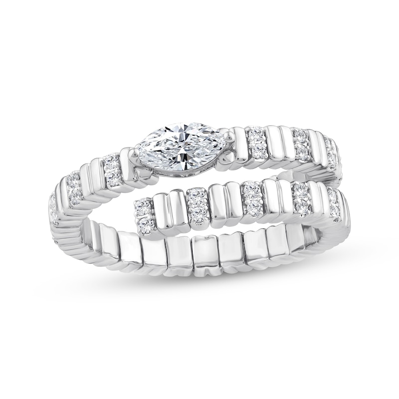 Main Image 1 of Marquise-Cut Lab-Grown Diamond Flex Wrap Ring 1/2 ct tw 10K White Gold