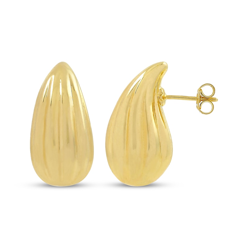 Main Image 3 of Textured Teardrop Earrings Hollow 14K Yellow Gold