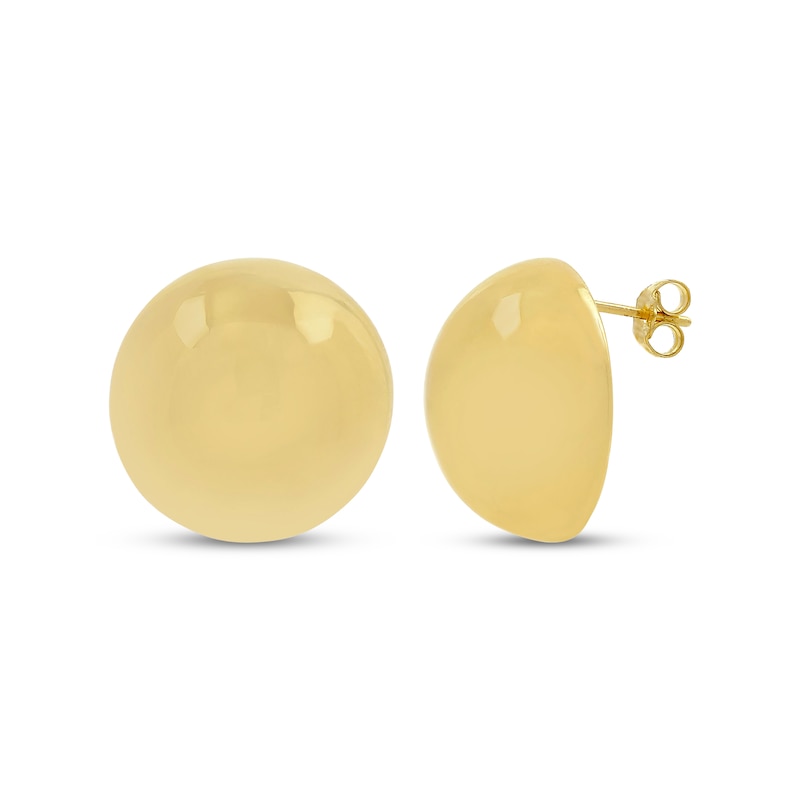 Main Image 1 of Half-Ball Stud Earrings Hollow 14K Yellow Gold