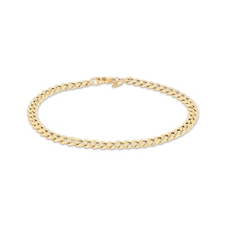 5mm Curb Chain Bracelet Hollow 10K Yellow Gold 7.5"
