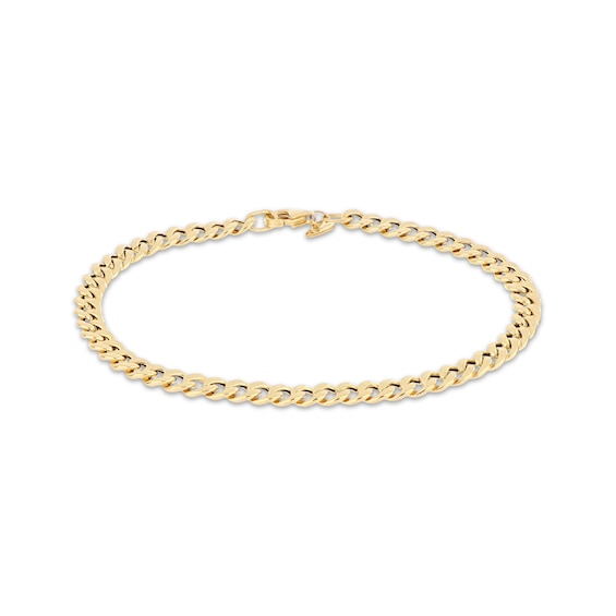 5mm Curb Chain Bracelet Hollow 10K Yellow Gold 7.5"