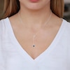 Thumbnail Image 2 of Pear-Shaped Blue Lab-Created Sapphire & White Lab-Created Sapphire Paperclip Lariat Necklace Sterling Silver 17"