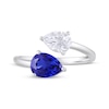 Thumbnail Image 4 of Pear-Shaped Blue & White Lab-Created Sapphire Bypass Ring Sterling Silver