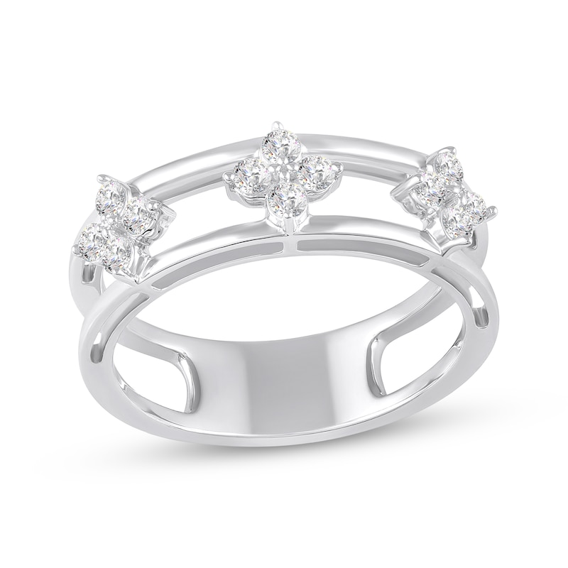 Main Image 1 of STUDIO BY KAY White Lab-Created Sapphires Clover Ring Sterling Silver